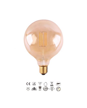 BOMBILLA LED VINTAGE AMBAR  G125 - E27 – 6,5W - 2200K